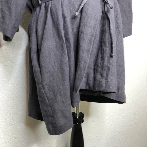 Milkit charcoal gray linen belted wrap nursing robe / cardigan size One Size - Picture 5 of 15